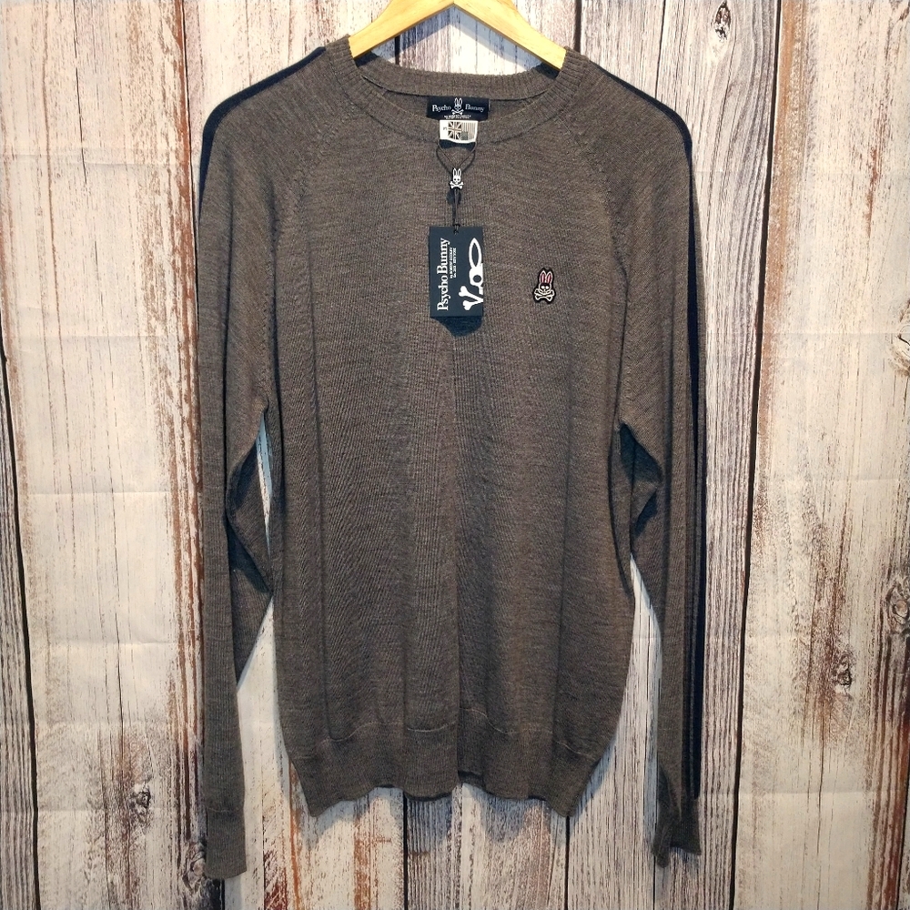 Psycho Bunny crew neck merino wool sweater